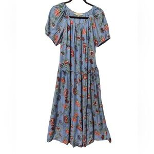 NWT LOFT Floral Tie Waist Tiered Midi Dress SIZE MEDIUM